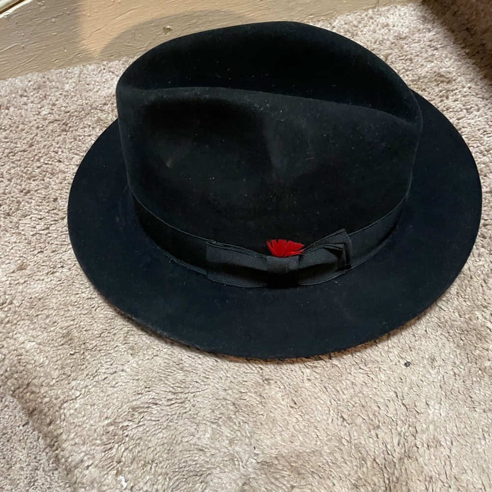 Stetson Black Fedora with Red Accent